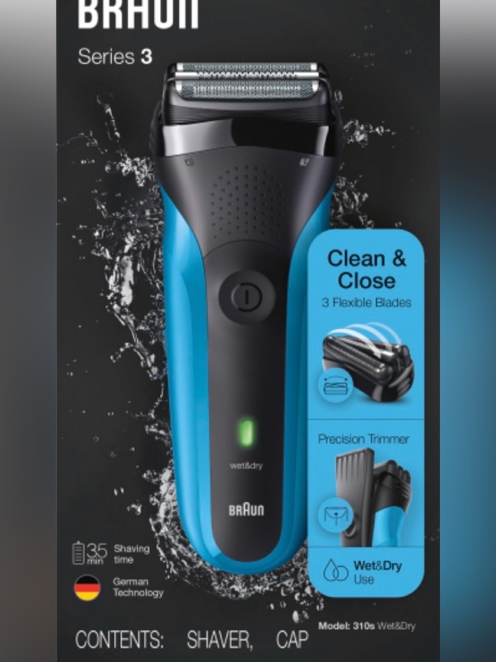 Braun Series 3 Wet & Dry Electric Shaver — Blue/Black